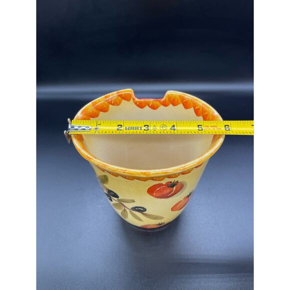 Vintage Italica ARS Pottery Utensil Vase Hand Painted Olives Made in Italy - Picture 7 of 7